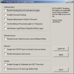 Official Download Mirror for 10 Windows Security Registry Hacks 