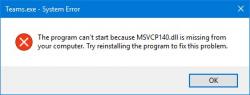 Official Download Mirror for MSVCP140.dll missing fix