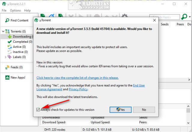 Download UTorrent - MajorGeeks