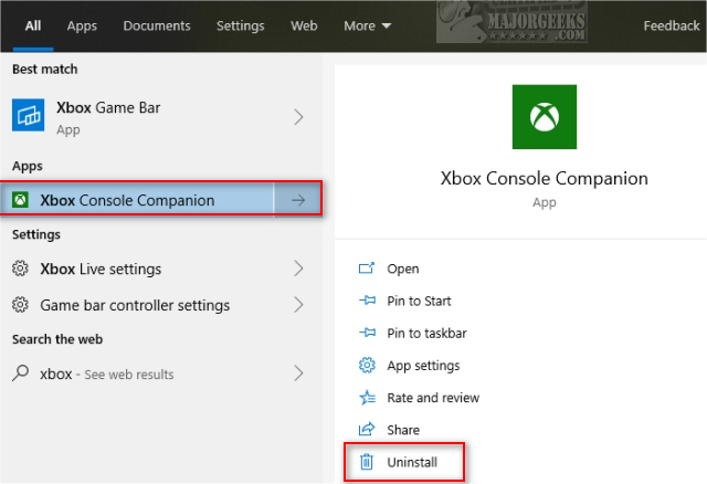 Huh optie nationale vlag How to Uninstall the Xbox Console Companion - MajorGeeks