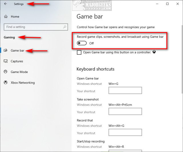 Daarom Piepen impliceren How to Turn the Game Bar on or off in Windows 10 - MajorGeeks