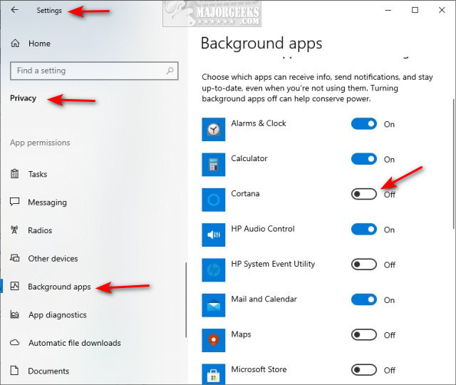 How to Prevent Cortana from Running in the Background - MajorGeeks