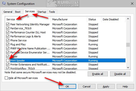 endnu engang Bløde national flag 3 Ways to Enable or Disable the Print Spooler Service in Windows -  MajorGeeks